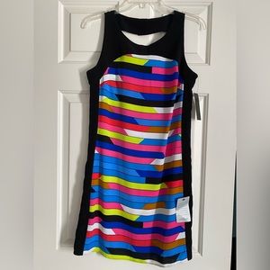 Muli-Colored Sleeveless Dress with Back Cutout, Size 4